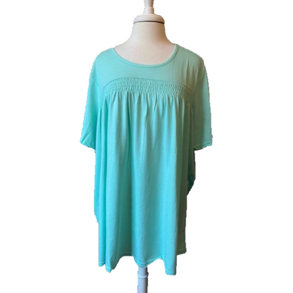 Anthony Richards NWOT Beachy Seaglass Feminine Smocked Casual Travel Tunic 3X - Picture 1 of 6
